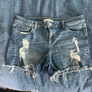 Distressed Denim Shorts